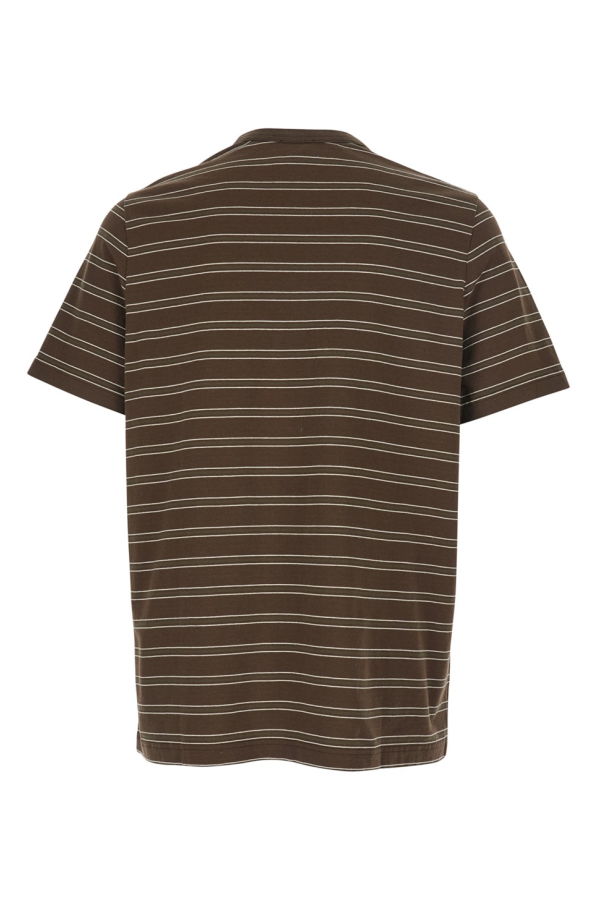 A.P.C. Crew Neck Striped Logo T-Shirt - Brown