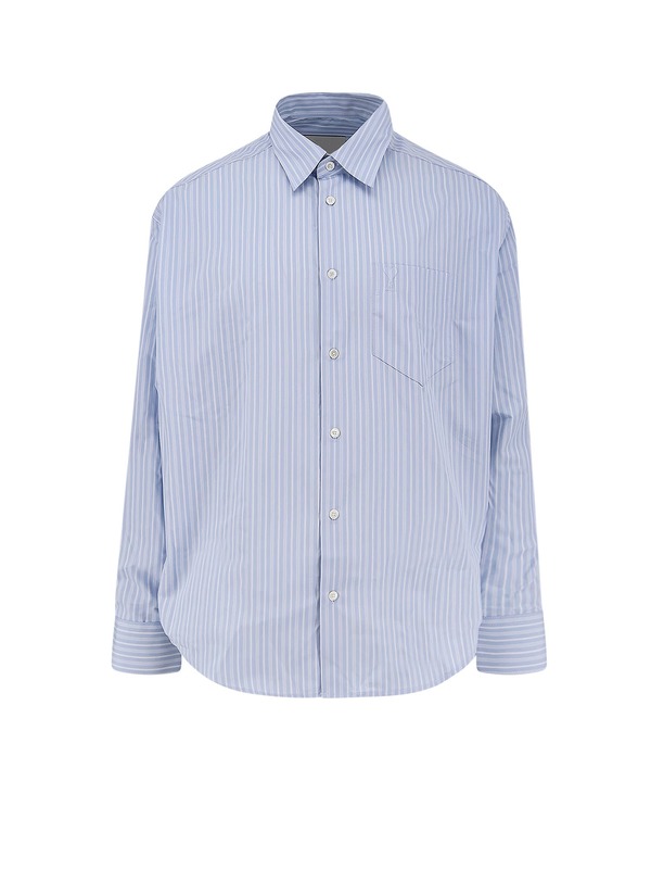 Ami Alexandre Mattiussi Striped Cotton Shirt - Bleu Cachemire/ Blanc