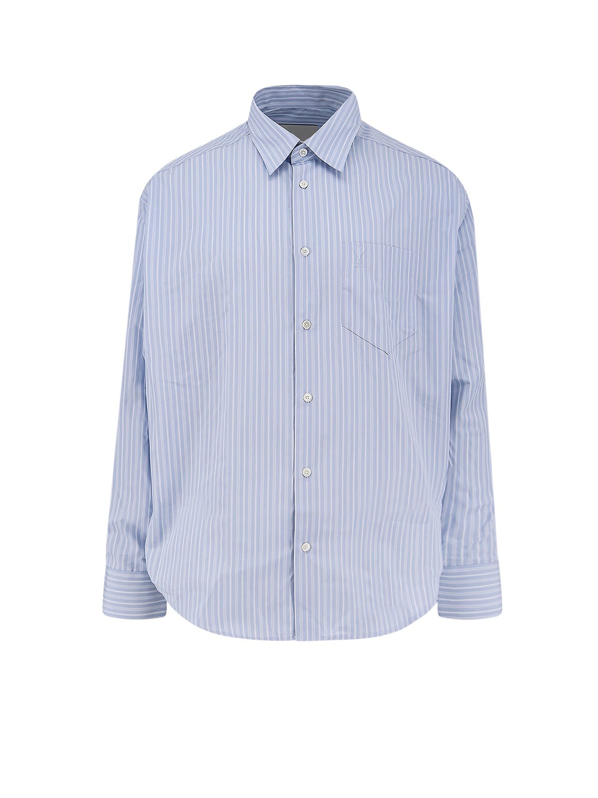 Ami Alexandre Mattiussi Striped Cotton Shirt - Bleu Cachemire/ Blanc - Image 1 of 3