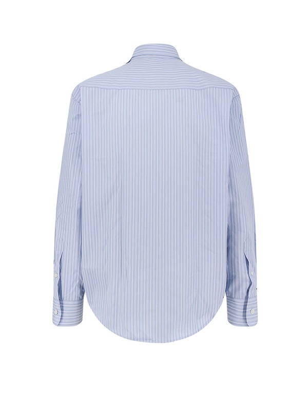 Ami Alexandre Mattiussi Striped Cotton Shirt - Bleu Cachemire/ Blanc