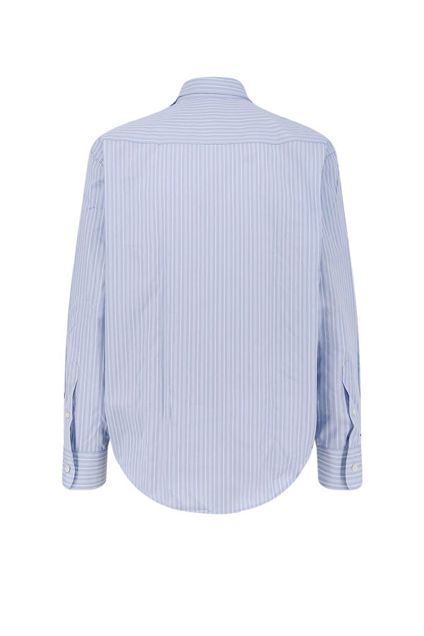 Ami Alexandre Mattiussi Striped Cotton Shirt - Bleu Cachemire/ Blanc