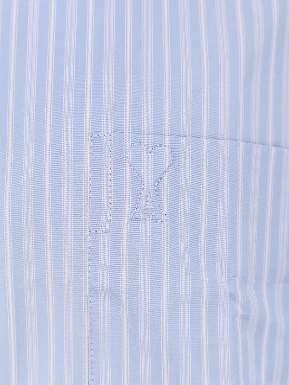 Ami Alexandre Mattiussi Striped Cotton Shirt - Bleu Cachemire/ Blanc - Image 3 of 3