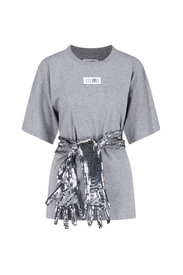 MM6 Maison Margiela Gloves Crewneck T-Shirt - Gray