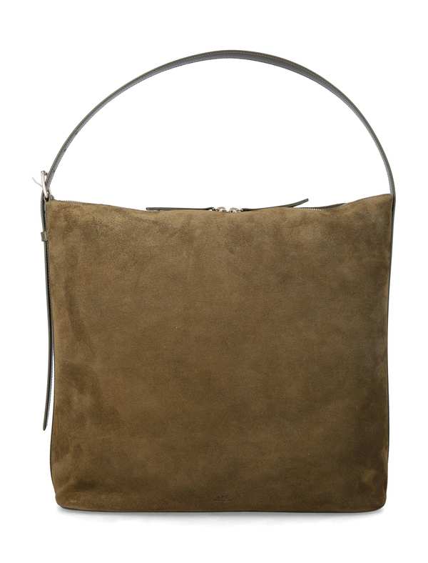 A.P.C. Vera Maxi Suede Shoulder Bag - Dark Khaki