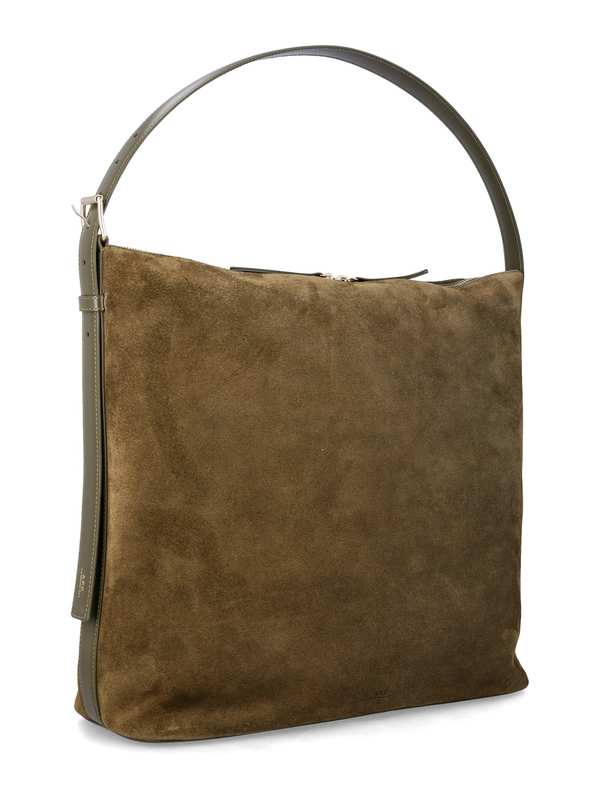 A.P.C. Vera Maxi Suede Shoulder Bag - Dark Khaki