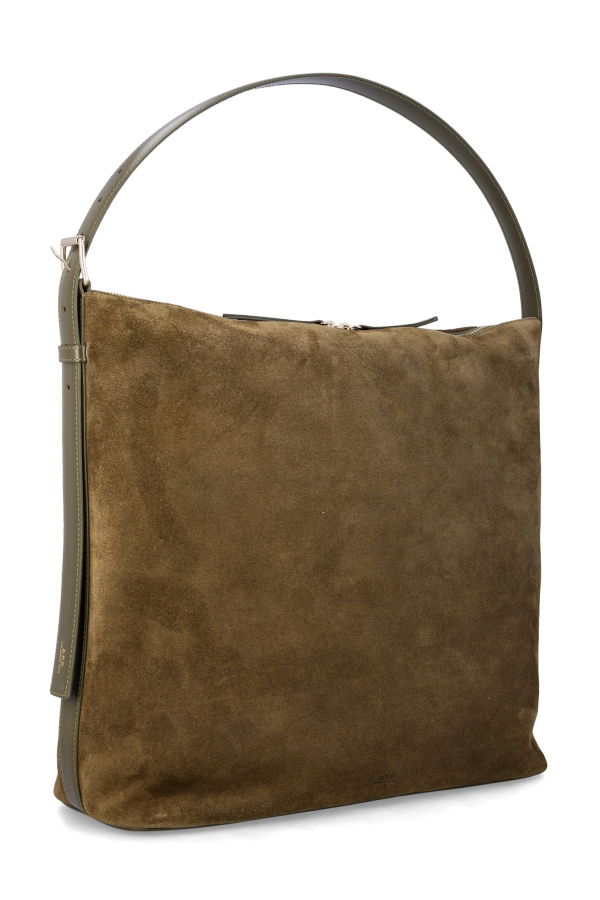 A.P.C. Vera Maxi Suede Shoulder Bag - Dark Khaki