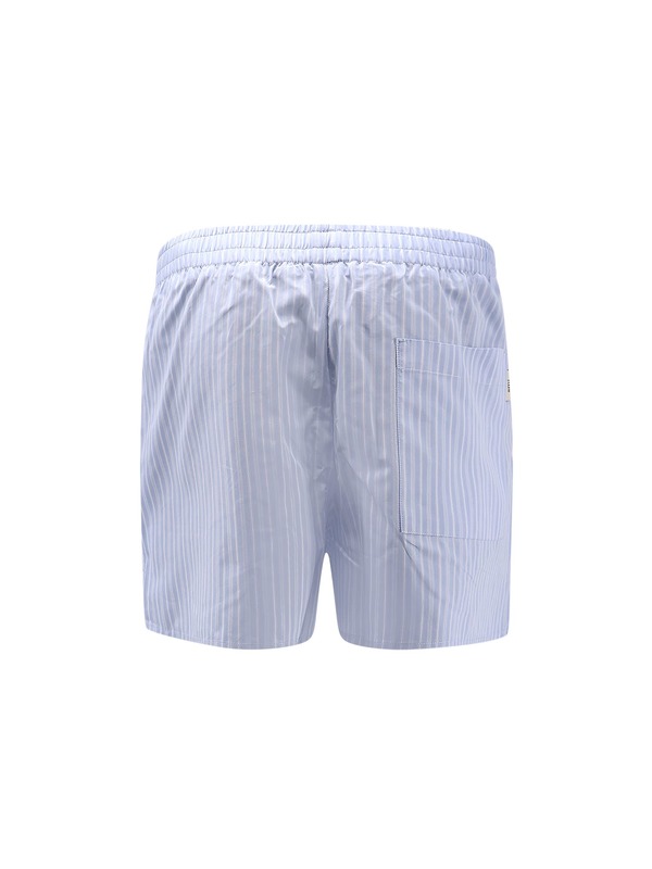 Ami Alexandre Mattiussi Striped Cotton Bermuda Shorts - Bleu Cachemire/ Blanc