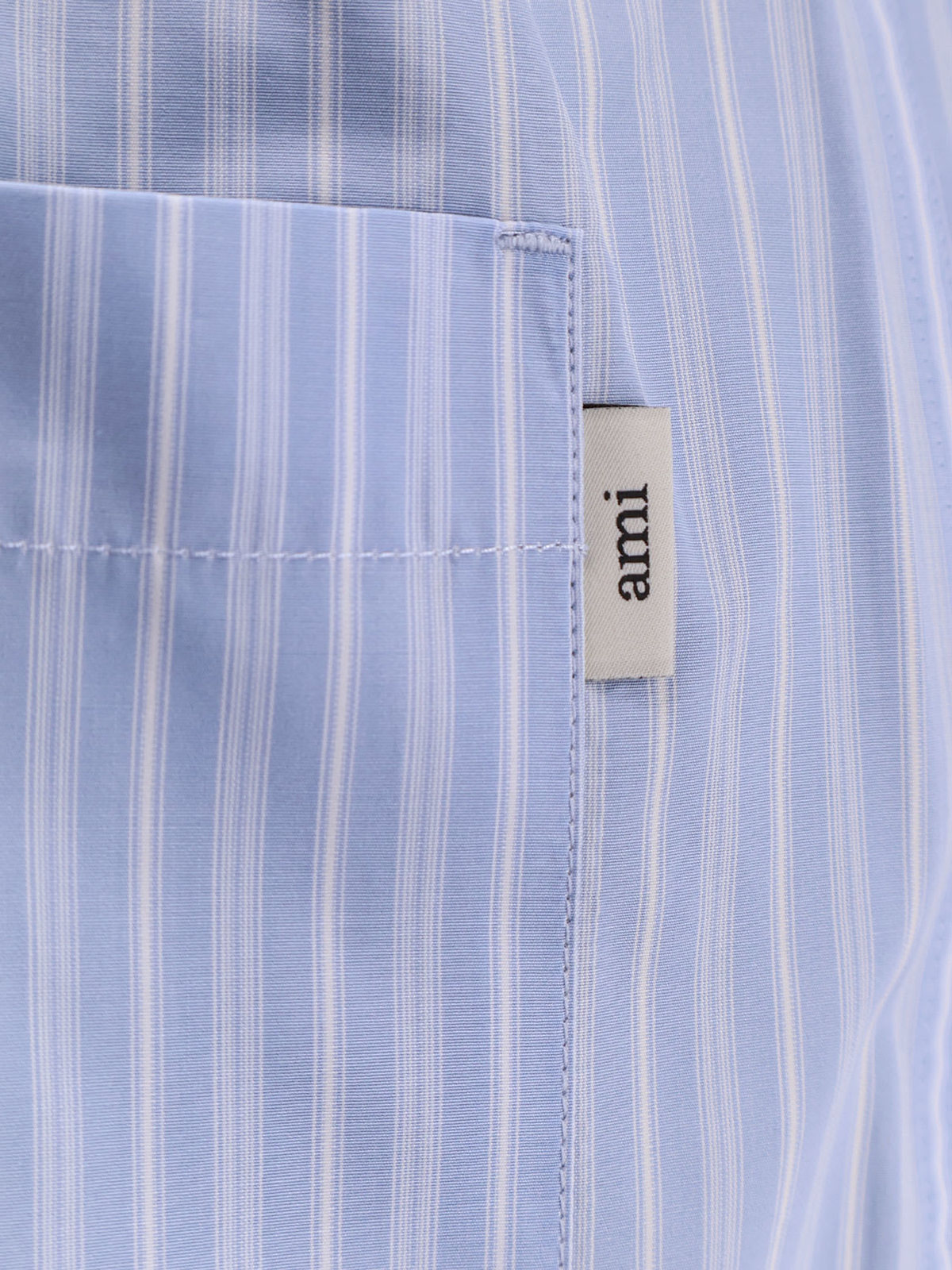 Ami Alexandre Mattiussi Striped Cotton Bermuda Shorts - Bleu Cachemire/ Blanc - Image 3 of 3