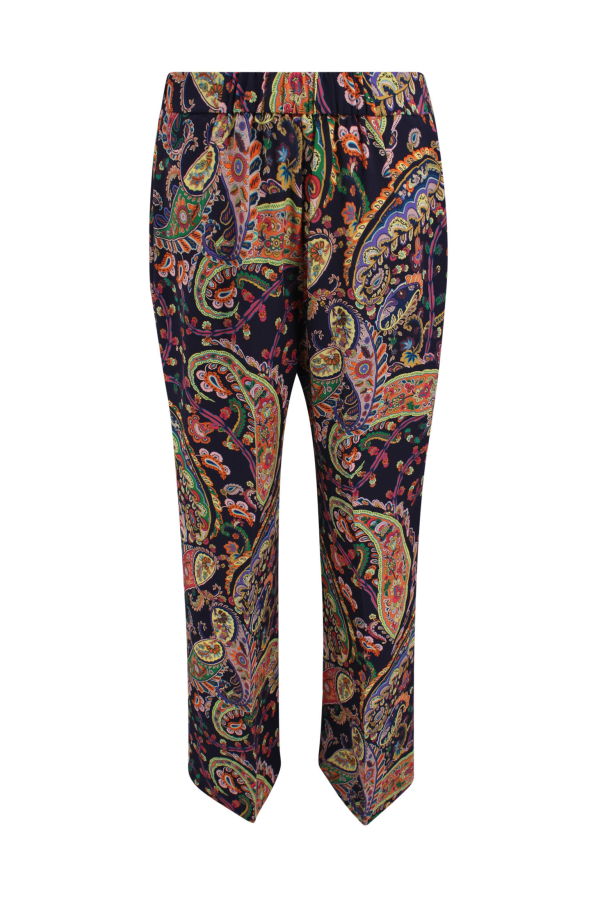 Etro Flared Floral Trousers - Dark Blue