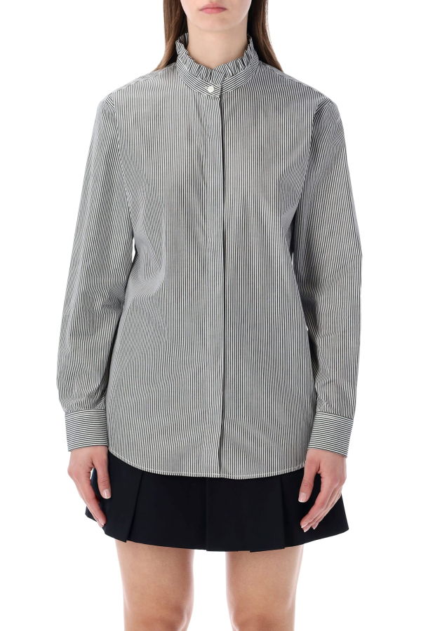 A.P.C. Striped Frill Collar Shirt - Black Stripes