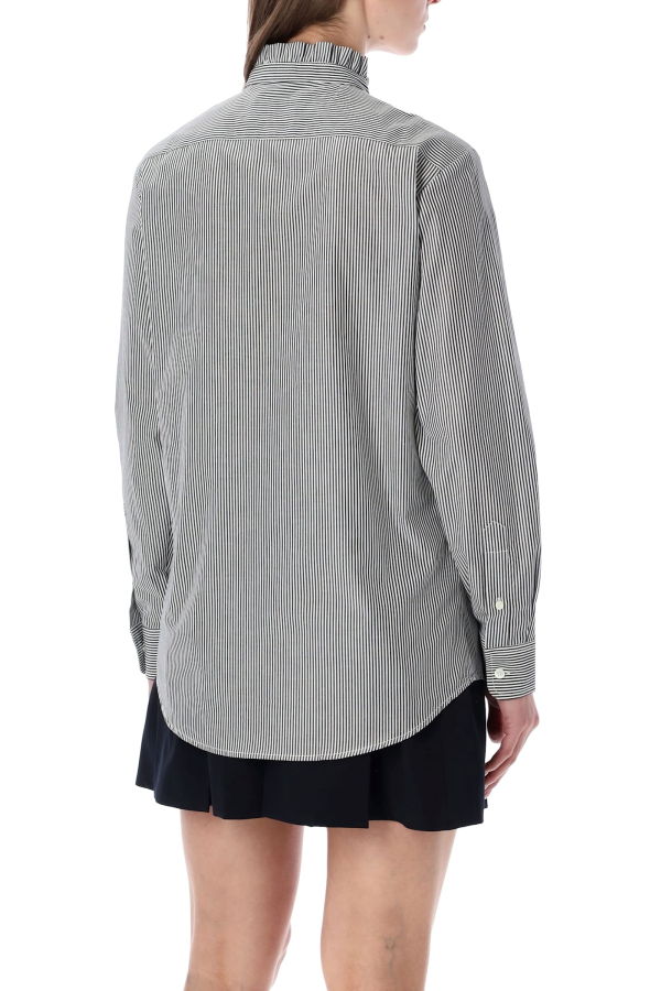 A.P.C. Striped Frill Collar Shirt - Black Stripes