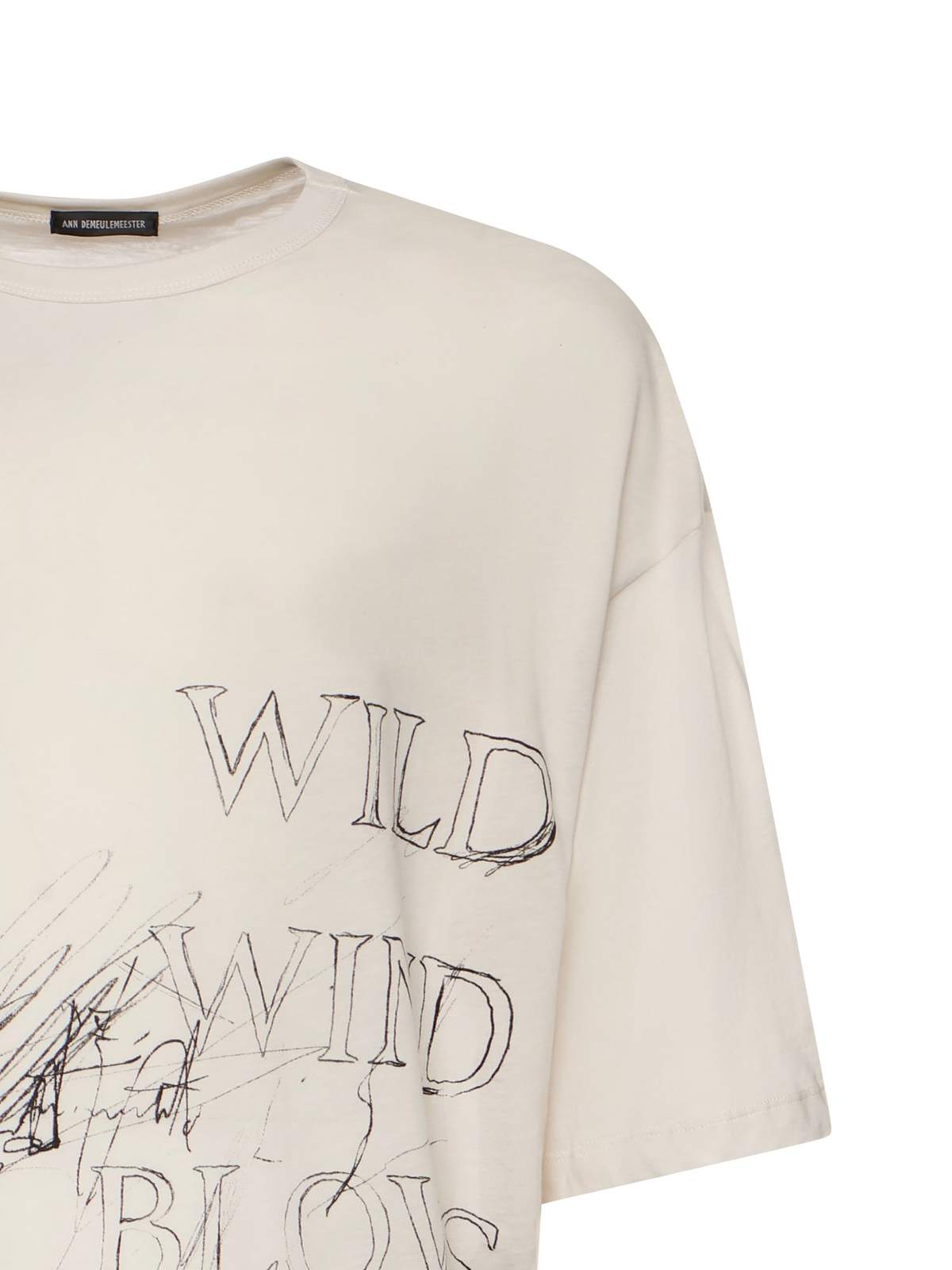 Ann Demeulemeester Wild Wind Blows Cotton T-Shirt - Ivory - Image 2 of 3