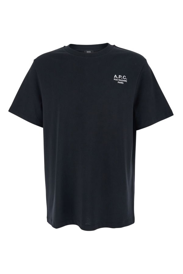 A.P.C. Crewneck Tee With Embroidered Logo - Black
