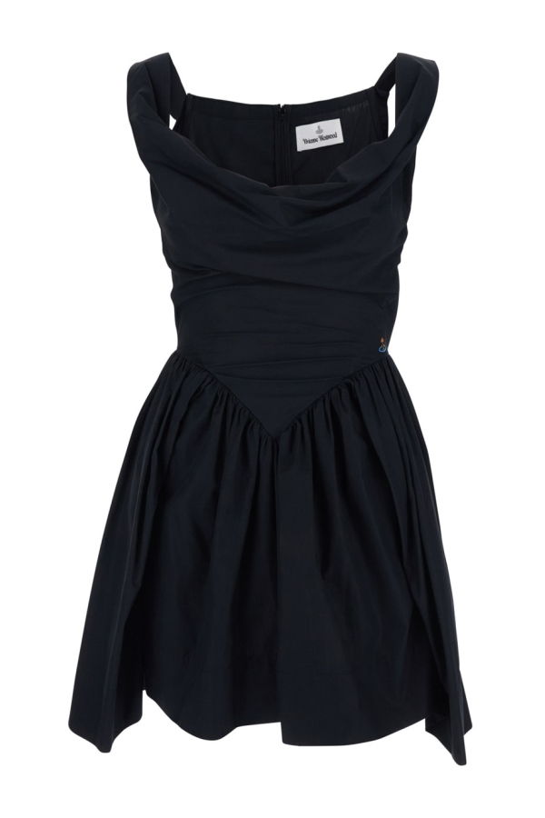 Vivienne Westwood Sunday Sleeveless Mini Dress With Corset Bodice and Orb Embroidery - Black