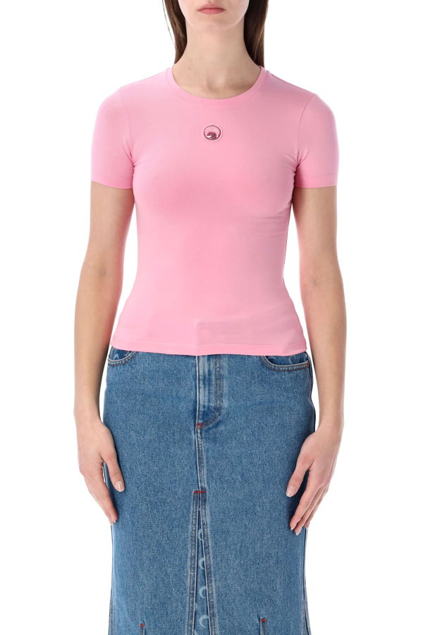 MARINE SERRE Pearl Logo Baby T-Shirt - Pink