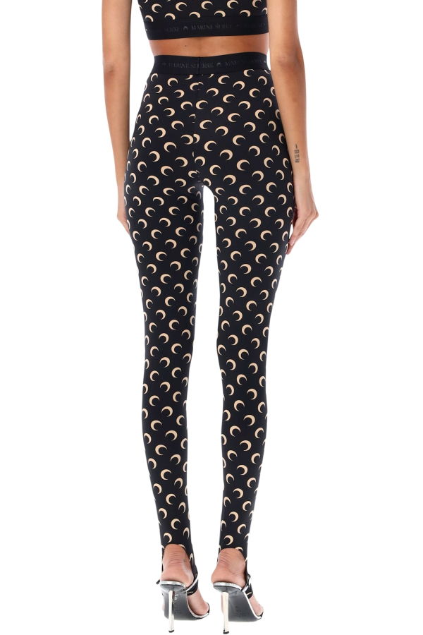 MARINE SERRE All-Over Moon Print Leggings - Black Moon Tan
