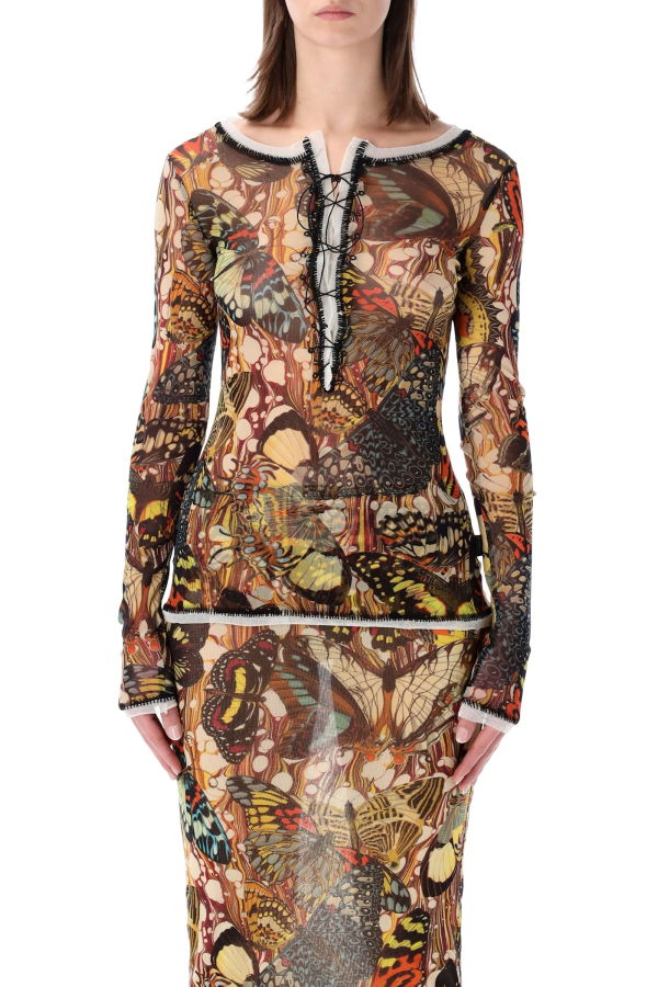 Jean Paul Gaultier Re-edition Butterfly Tulle Top - Yellow Multi