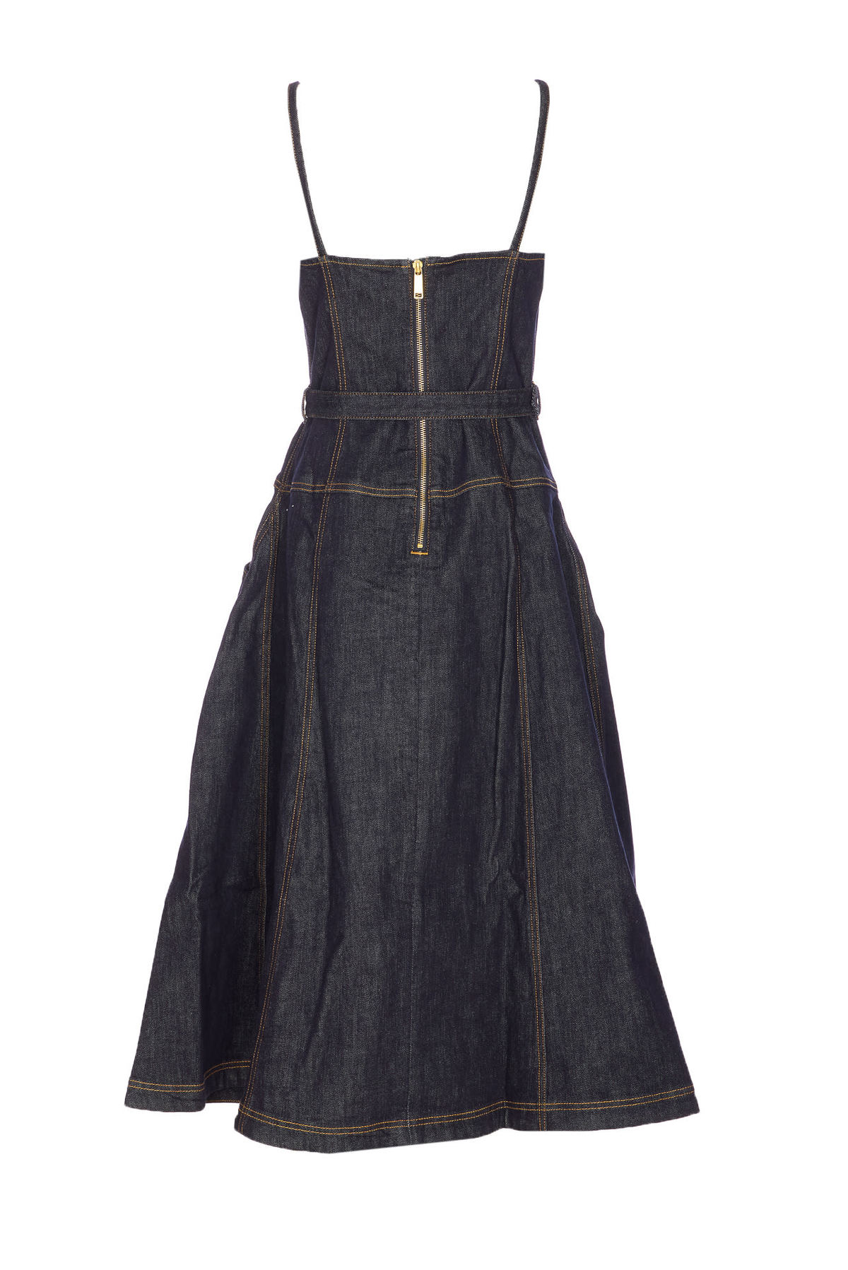 Self-Portrait Denim Flared Midi Dress - Blue | Garmentory Self-Portrait Denim Flared Midi Dress - Blue | Garmentory