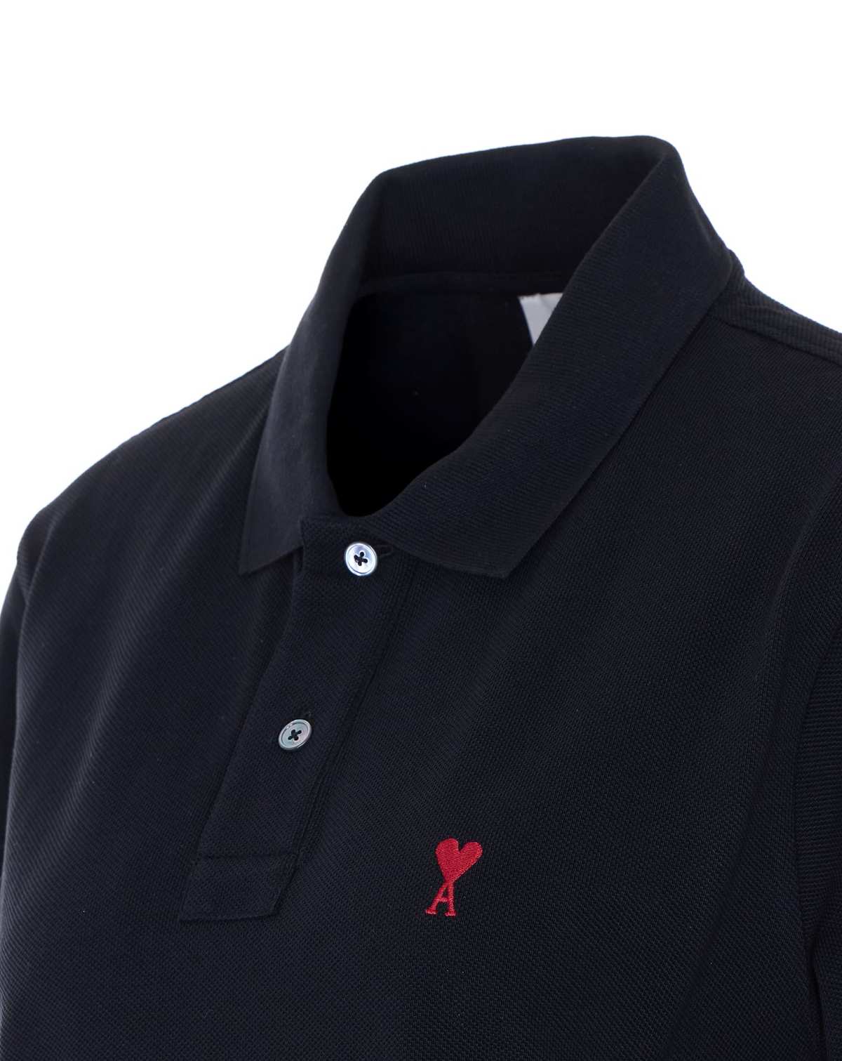 Ami Alexandre Mattiussi Ami De Coeur Polo Shirt - Black - Image 3 of 4