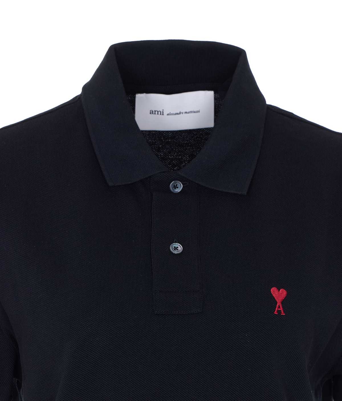 Ami Alexandre Mattiussi Ami De Coeur Polo Shirt - Black - Image 4 of 4