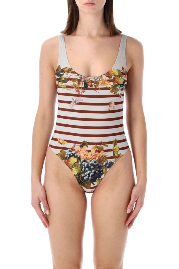 Jean Paul Gaultier Mariniere Grape One-Piece Swimsuit - Light Blue Multi