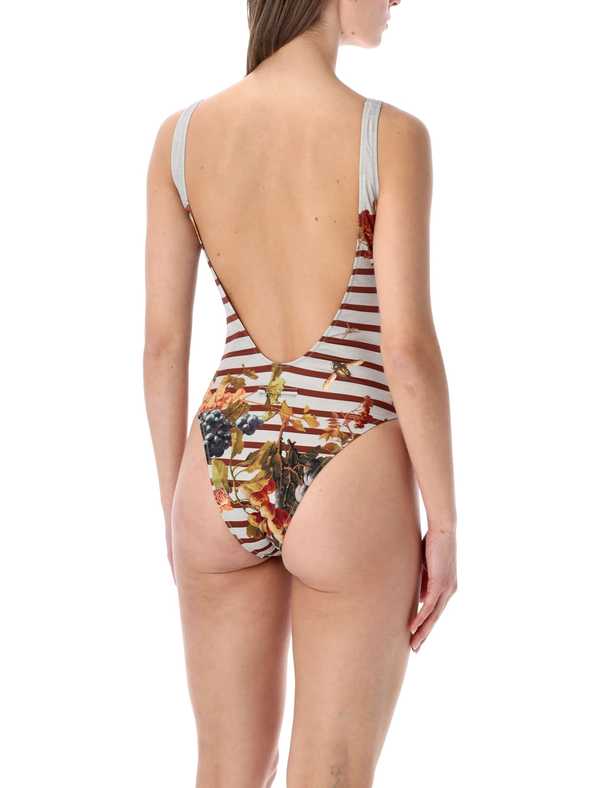 Jean Paul Gaultier Mariniere Grape One-Piece Swimsuit - Light Blue Multi