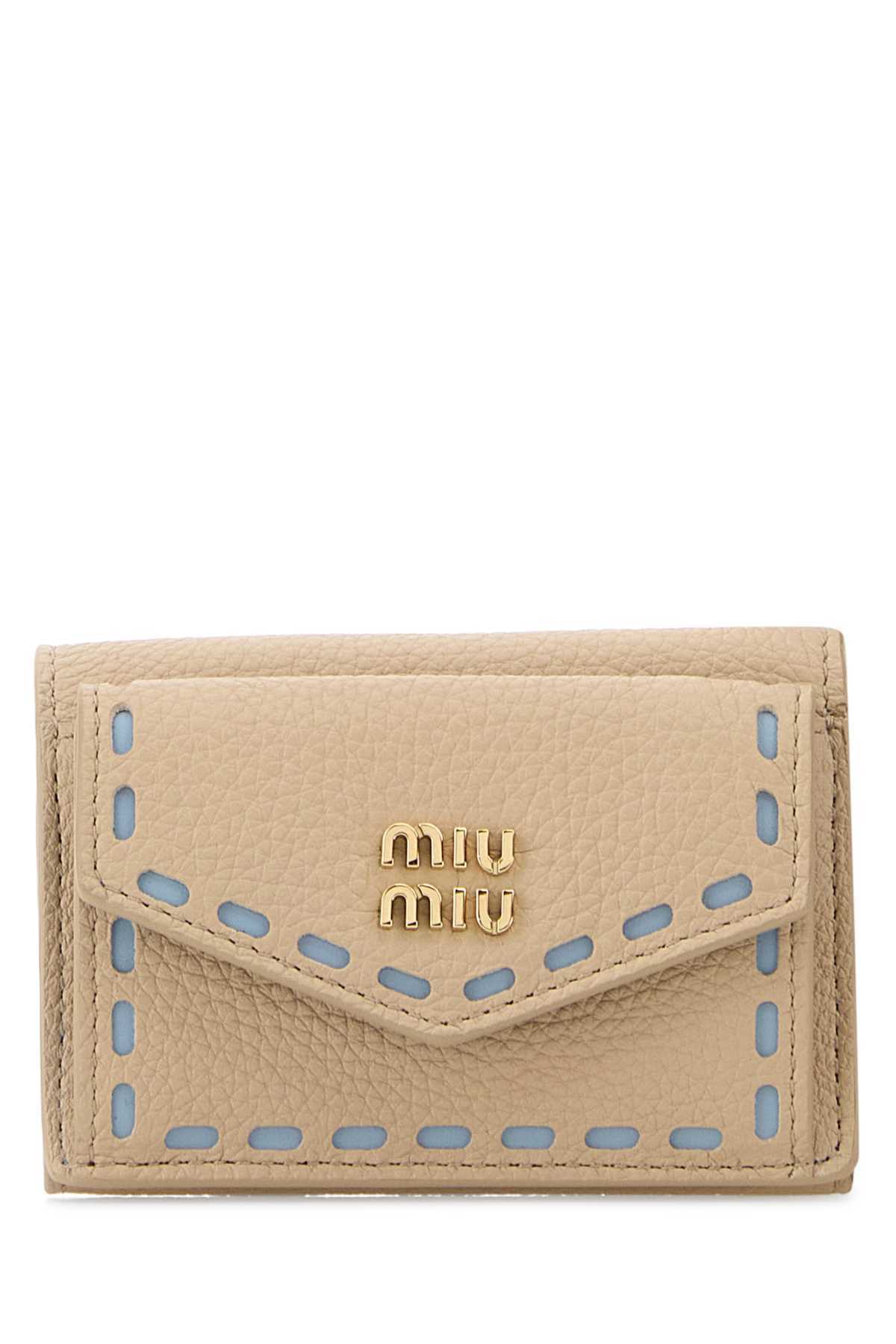 MIU MIU Sand Leather Wallet - Travertino Celeste - Image 1 of 2