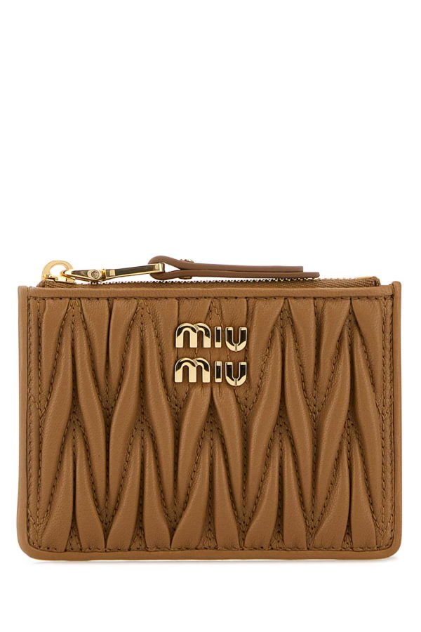 MIU MIU Nappa Leather Card Holder - Caramel