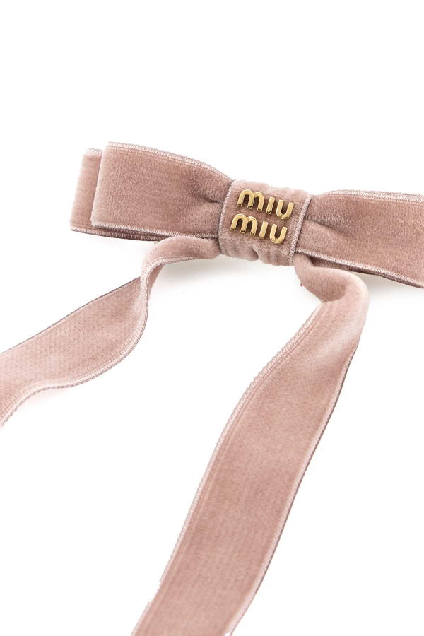 MIU MIU Pink Velvet Hair Clip - Alabastro