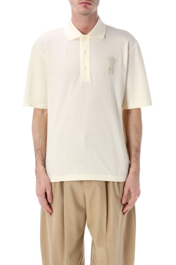 Ami Alexandre Mattiussi Ami De Coeur Crochet Polo - Ecru