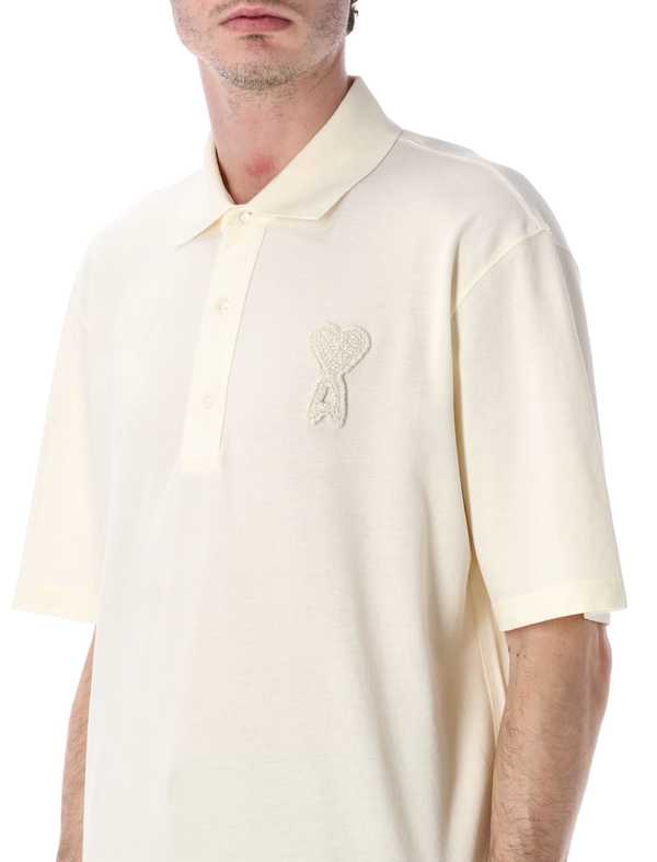 Ami Alexandre Mattiussi Ami De Coeur Crochet Polo - Ecru