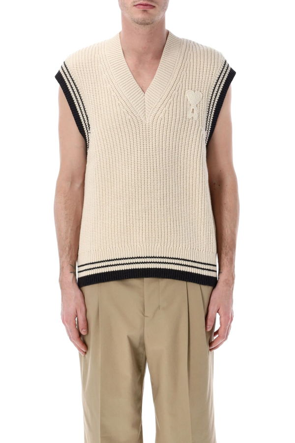 Ami Alexandre Mattiussi Ami Paris Ami De Coeur Sleeveless Sweater - Ecru