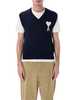 Ami Alexandre Mattiussi Ami Paris Ami De Coeur Knit Vest - Navy - Thumbnail 1
