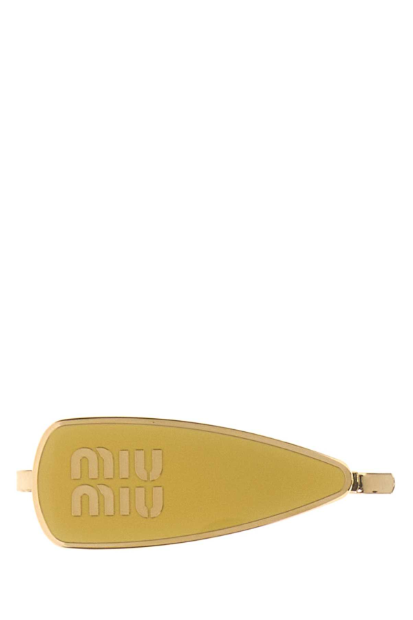 MIU MIU Yellow Metal Hair Clip - Vaniglia
