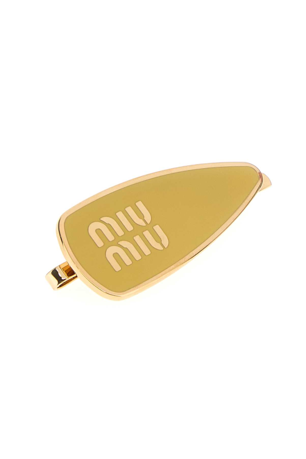 MIU MIU Yellow Metal Hair Clip - Vaniglia