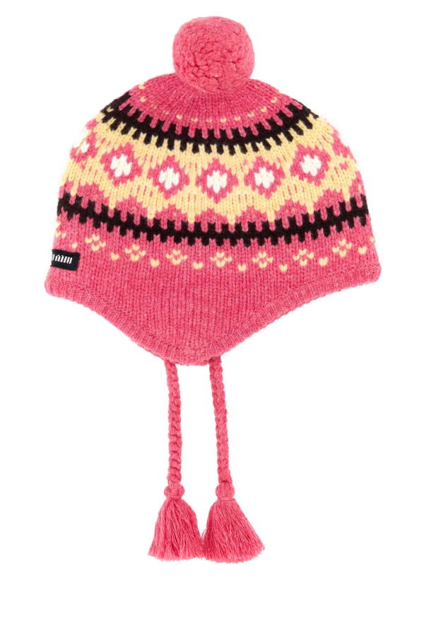 MIU MIU Embroidered Wool Beanie Hat - Rosa