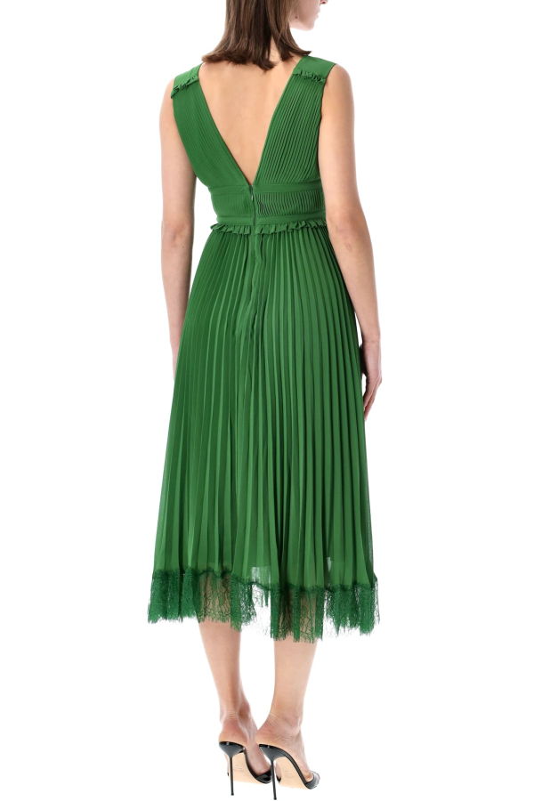 Self-Portrait Chiffon Midi Dress - Green