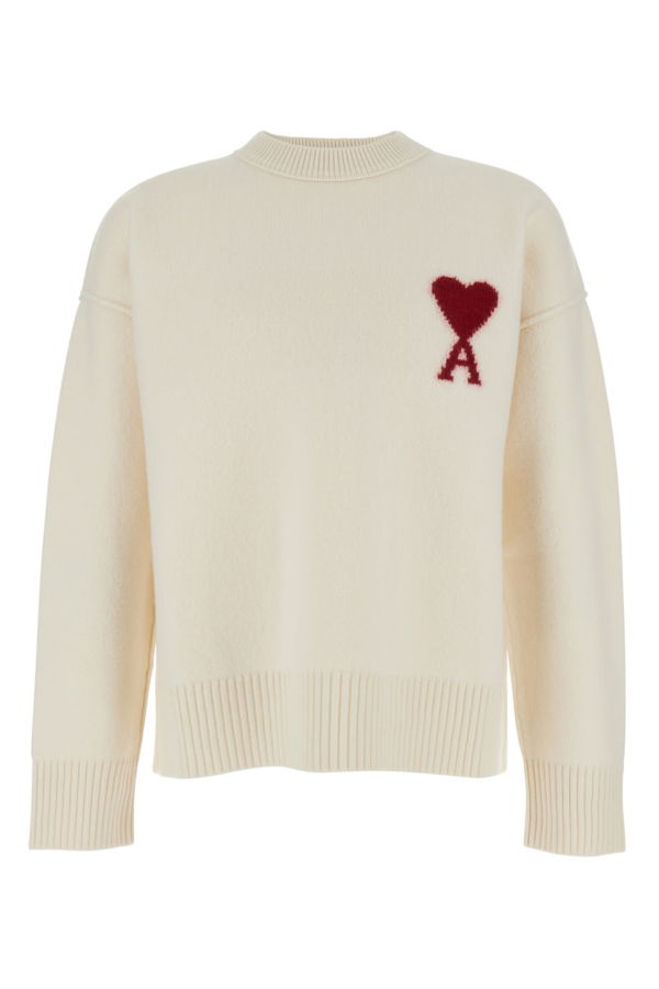 Ami Alexandre Mattiussi Crewneck with ADC Embroidery Sweater - White
