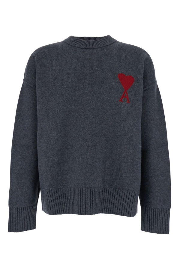Ami Alexandre Mattiussi ADC Embroidered Wool Crewneck Sweater - Gray