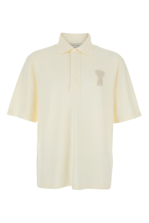 Ami Alexandre Mattiussi Polo Shirt With ADC Patch Logo In Cotton - White