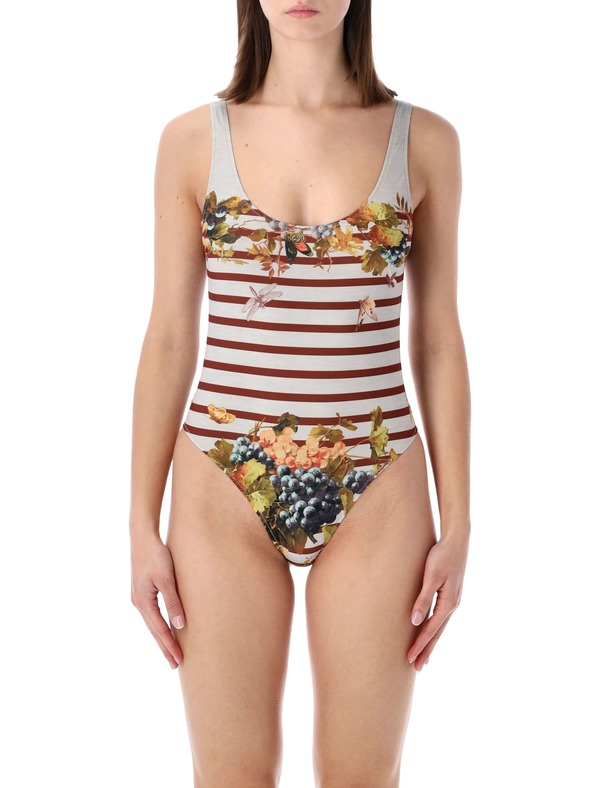 Jean Paul Gaultier Mariniere Grape One-Piece Swimsuit - Light Blue Multi