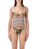 Jean Paul Gaultier Mariniere Grape One-Piece Swimsuit - Light Blue Multi - Thumbnail 1
