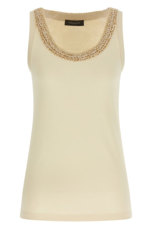 Fabiana Filippi Tweed Insert Top - Beige