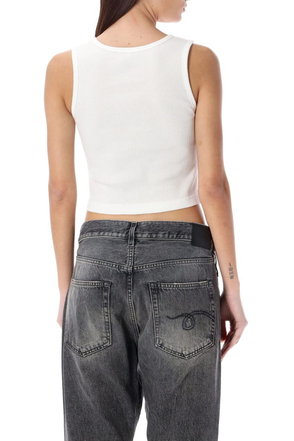 R13 Distressed Rib Tank Top - Ecru