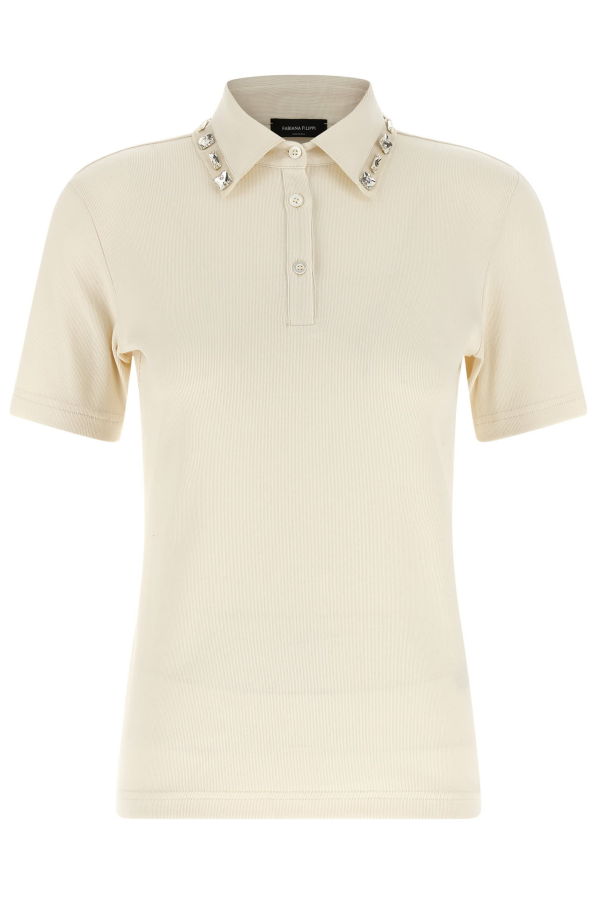Fabiana Filippi Crystal Collar Polo Shirt - Beige