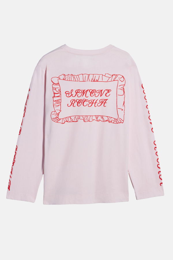 Simone Rocha Pillowcase Logo Print Long Sleeve T-Shirt - Pink