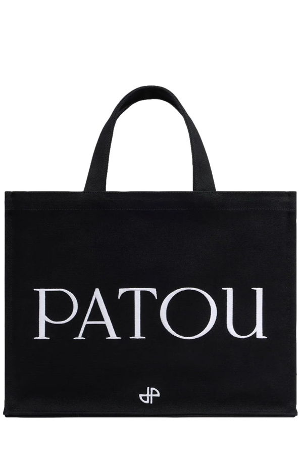 Patou Medium Tote Bag With Logo - Black