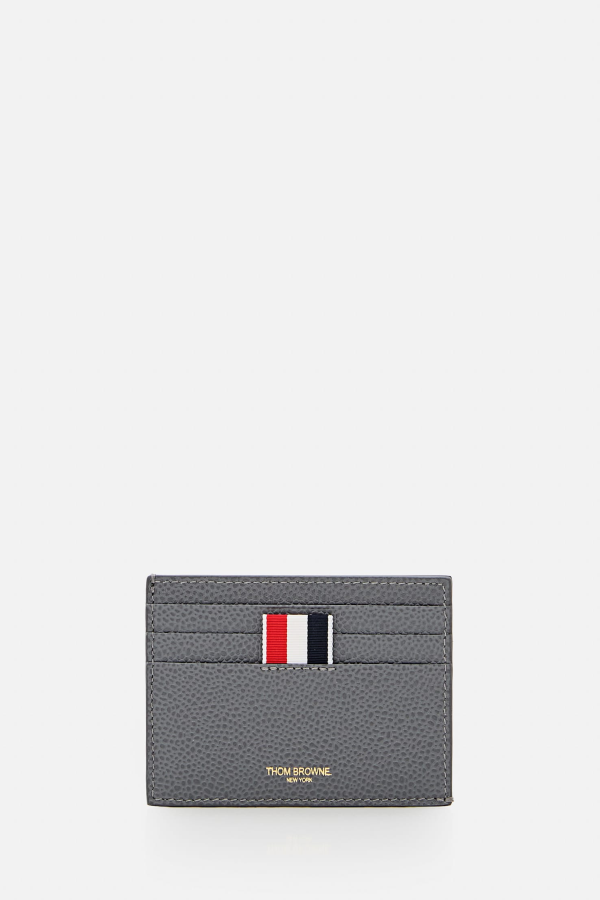 thom browne Grey Leather Card Case - Gray