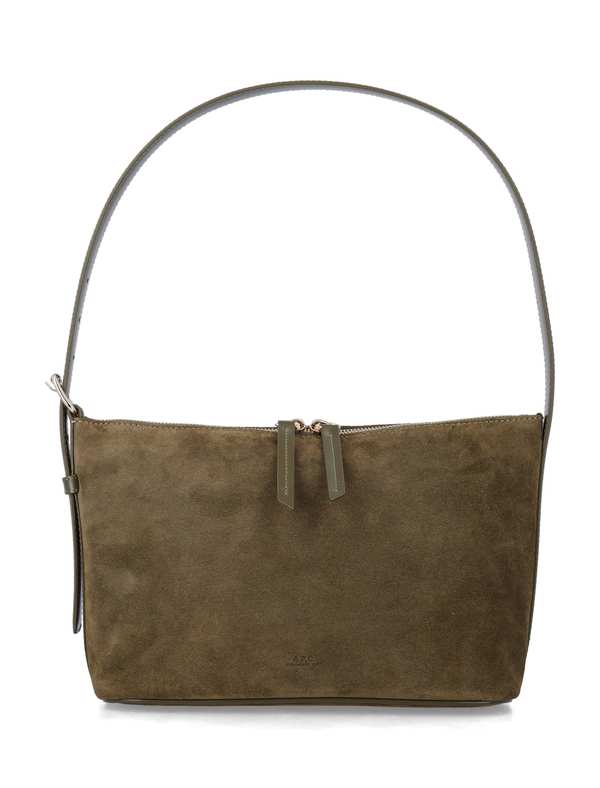 A.P.C. Vera Suede Shoulder Bag - Dark Khaki