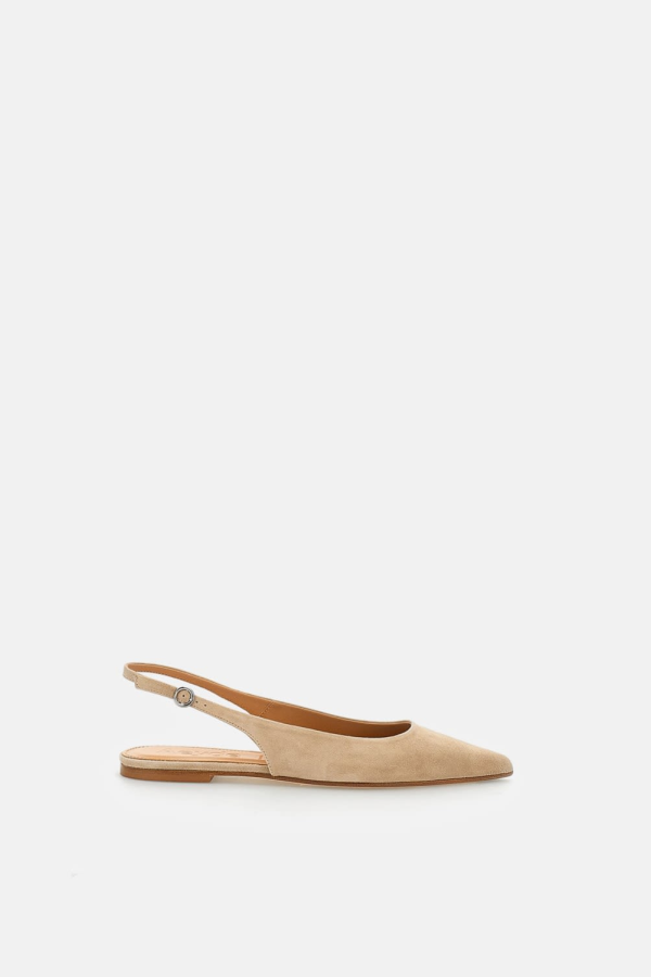 aeydē Annora Kid Suede Leather Flats - Beige